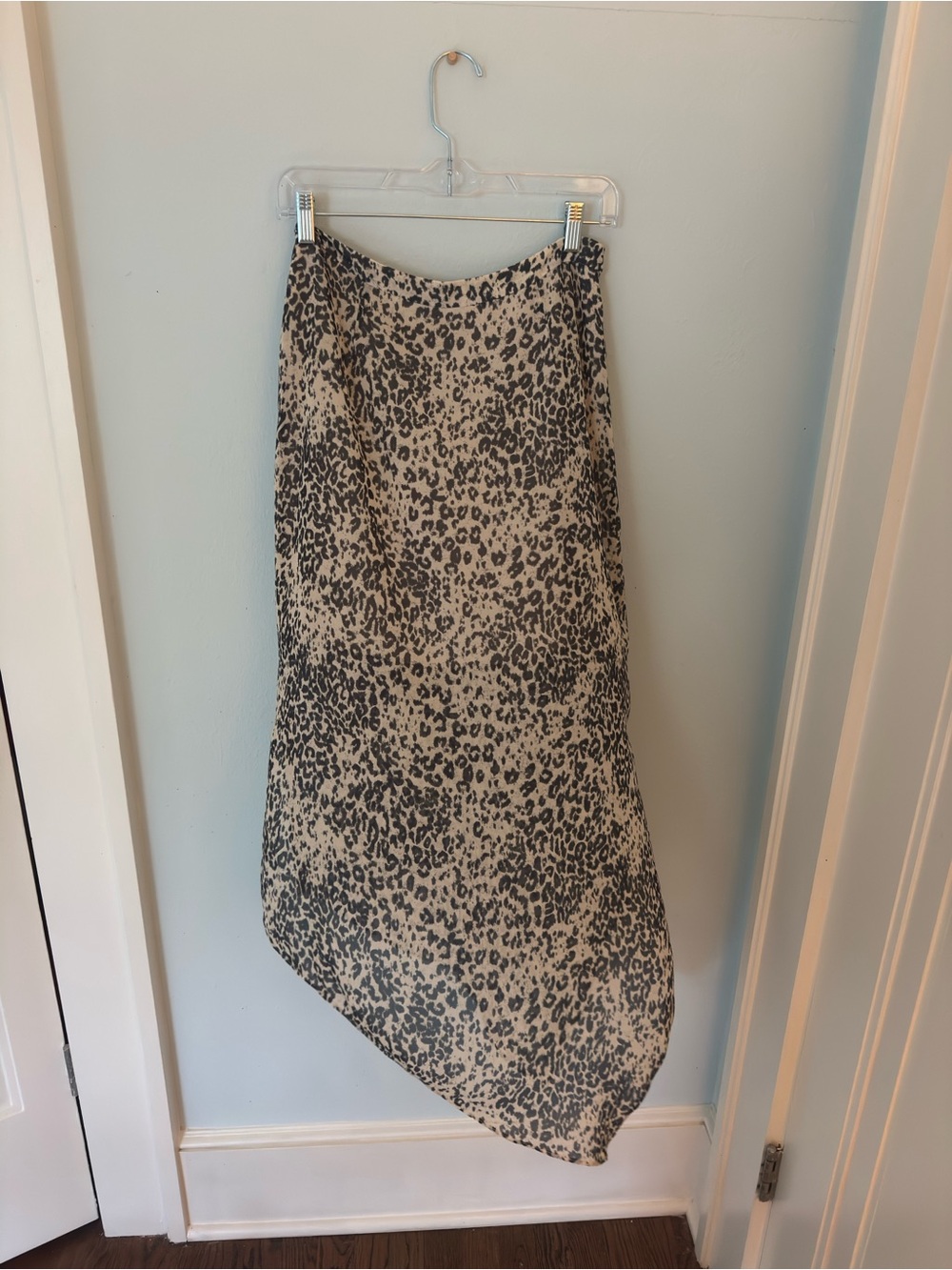 AllSaints Beige and Black Leopard Print Midi Skirt